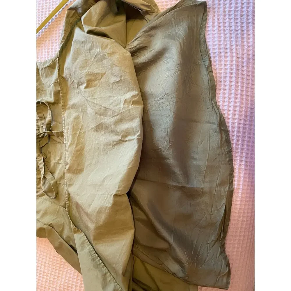 BCBG Y2K Style Pleated A Line Paper Bag Tie Waist Short Army Green Skirt Medium - Picture 8 of 10